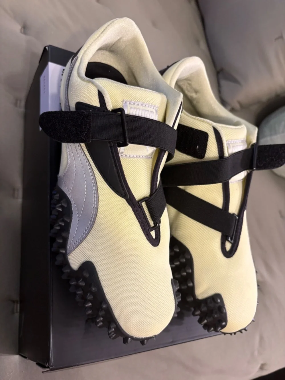 Puma Moonstone, Silver, and Black Strap-Detail Women's Sneakers